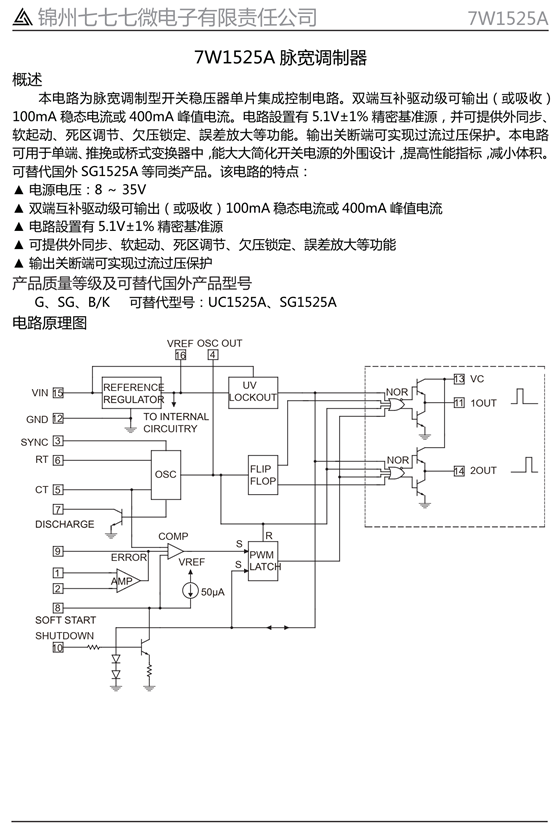 7W1525A 脉宽调制器(图1)